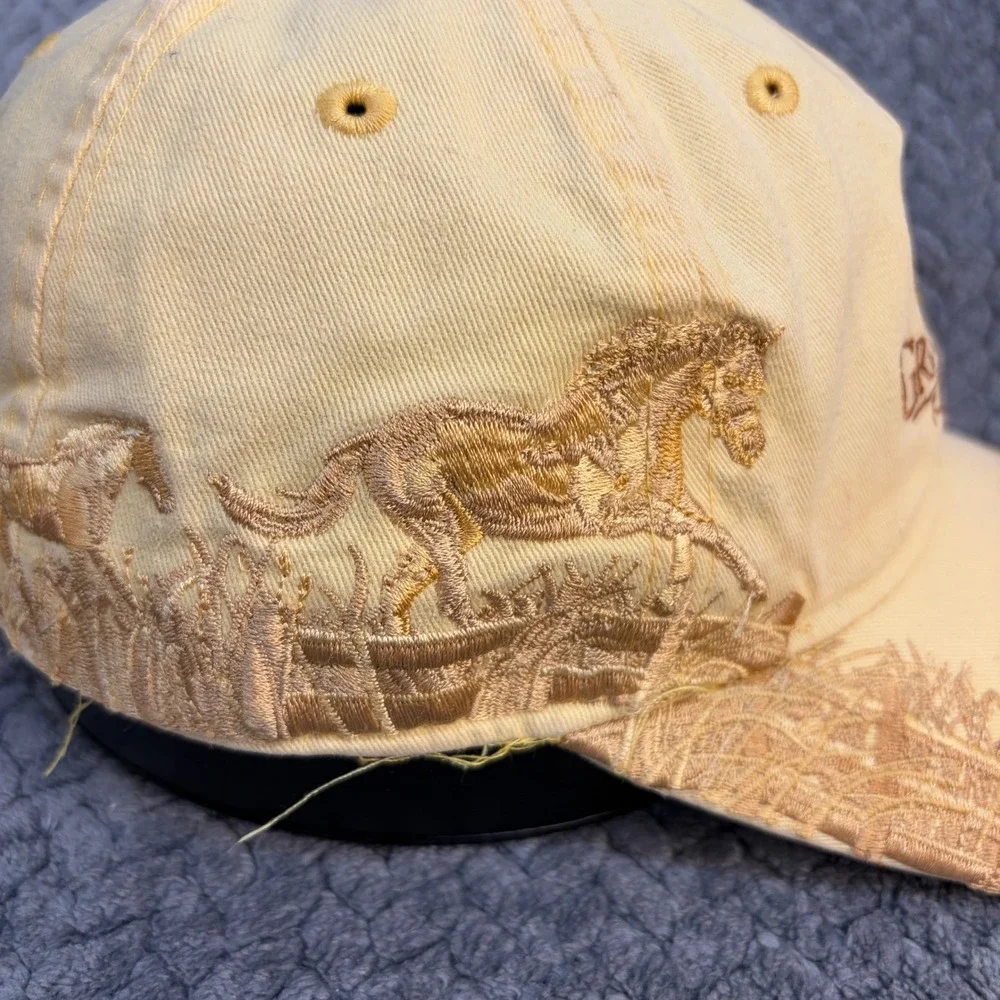 Dri Duck Grey Wolf Ranch Yellow Embroidered Horse Scene Baseball Cap Hat